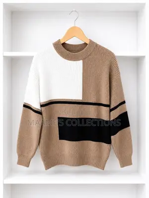 Men’S Blocked Knitted Pullover Sweater