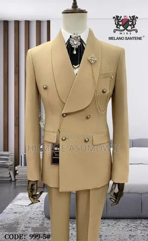 Quality Gold Double-Breasted Wedding Suit