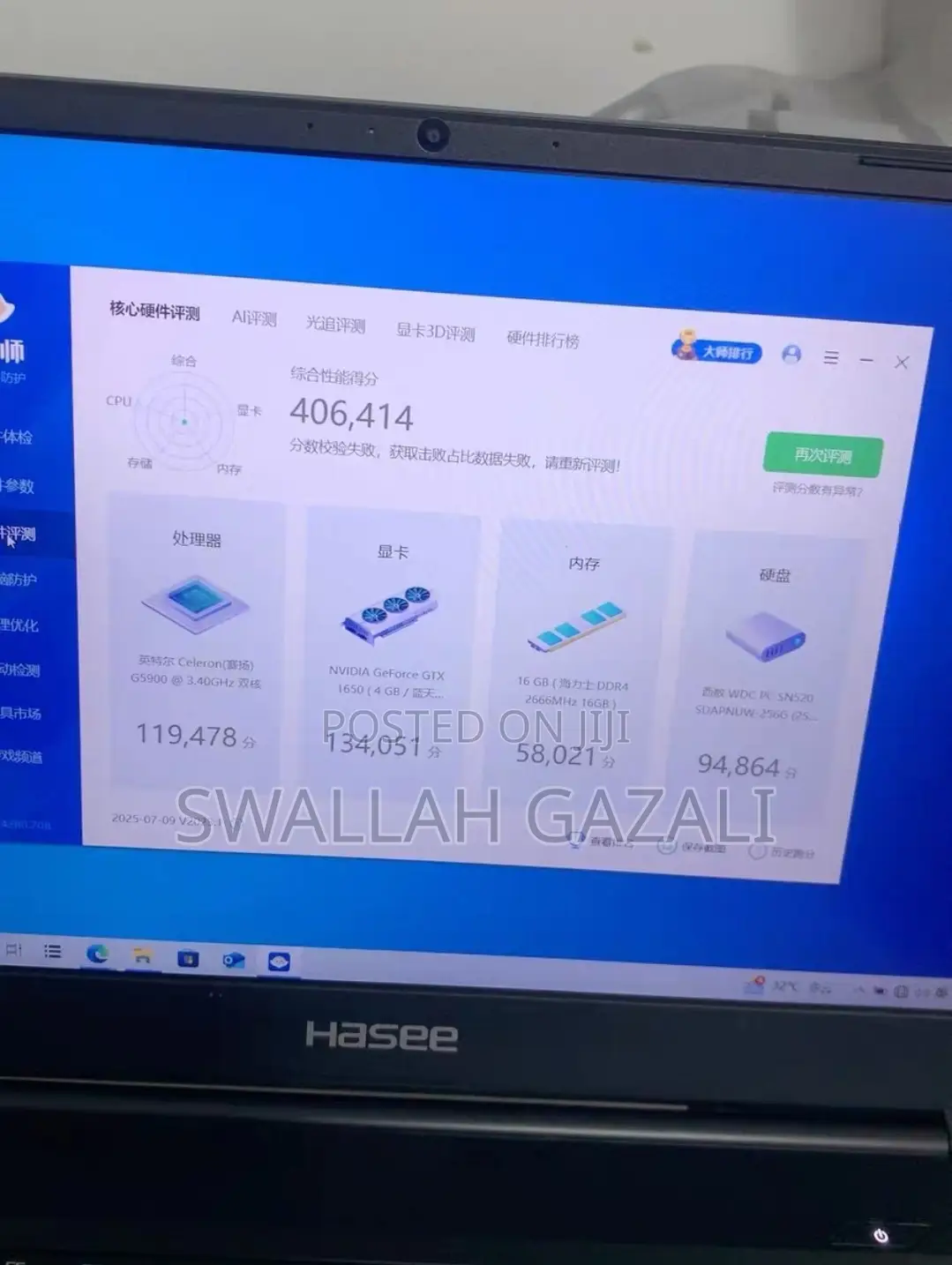 Laptop Hasee X5 16GB Nvidia SSD 256GB