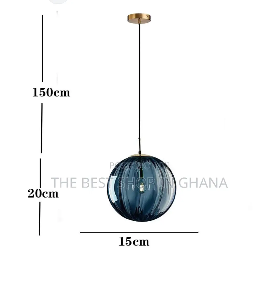 20cm Dark Green Globe Glass Pendant Light Gold Base Ceiling Light