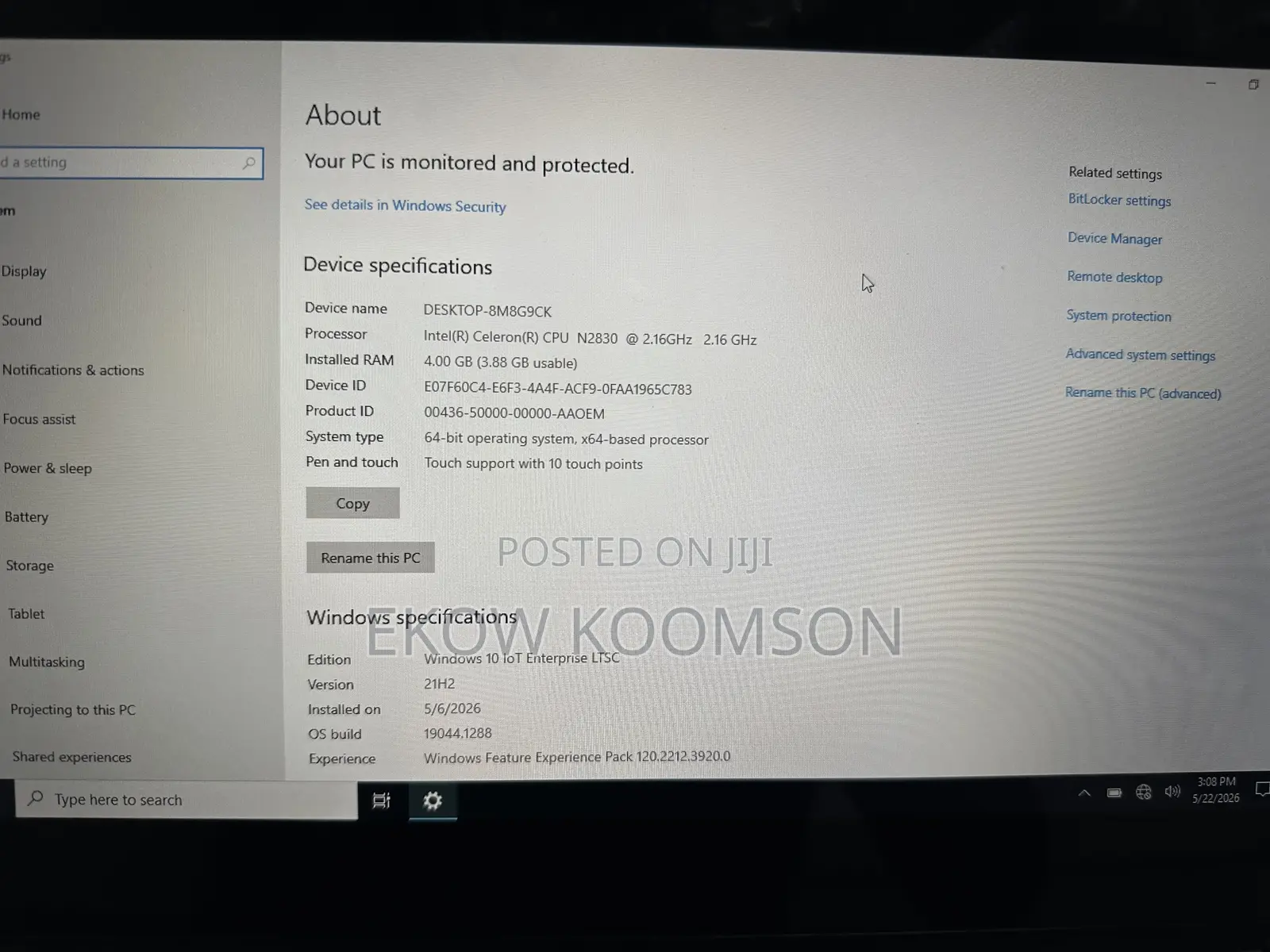 Laptop Dell 4GB Intel HDD 500GB