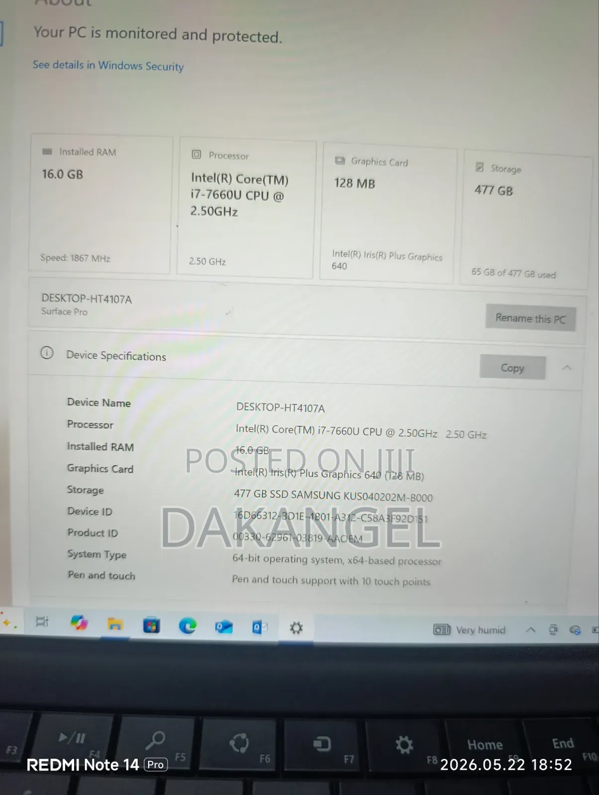 Laptop Microsoft Surface Pro 5 16GB Intel Core i7 SSD 512GB
