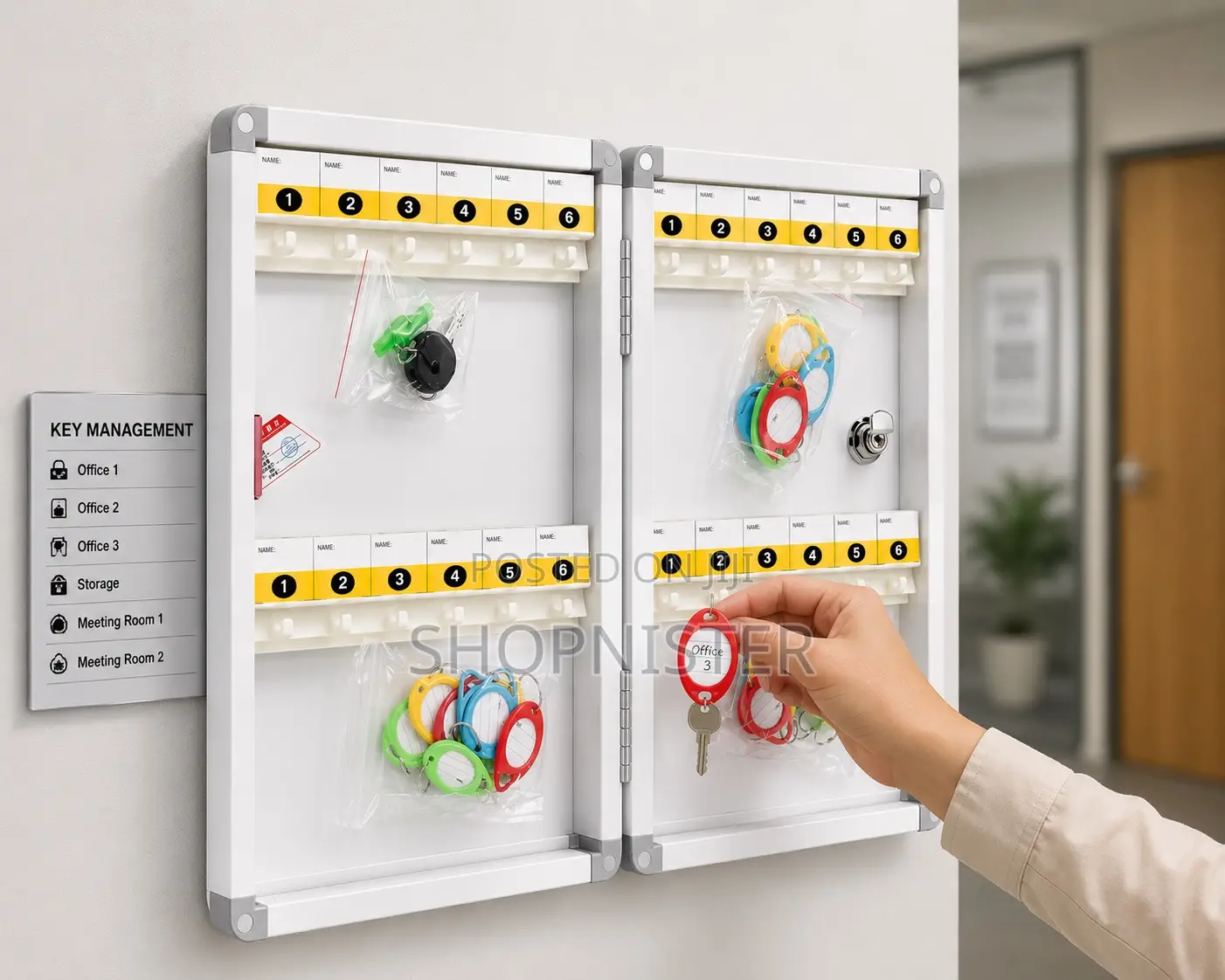 24-Key Secure Wall Mounted Key Cabinet Organizer