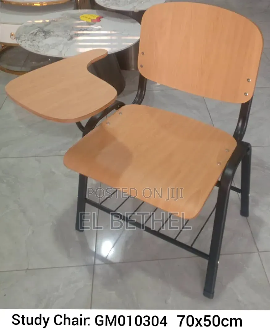 Study Chair and Table With Wooden Surface and Divider Stand