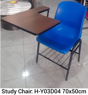 Study Chair and Table With Wooden Surface and Divider Stand
