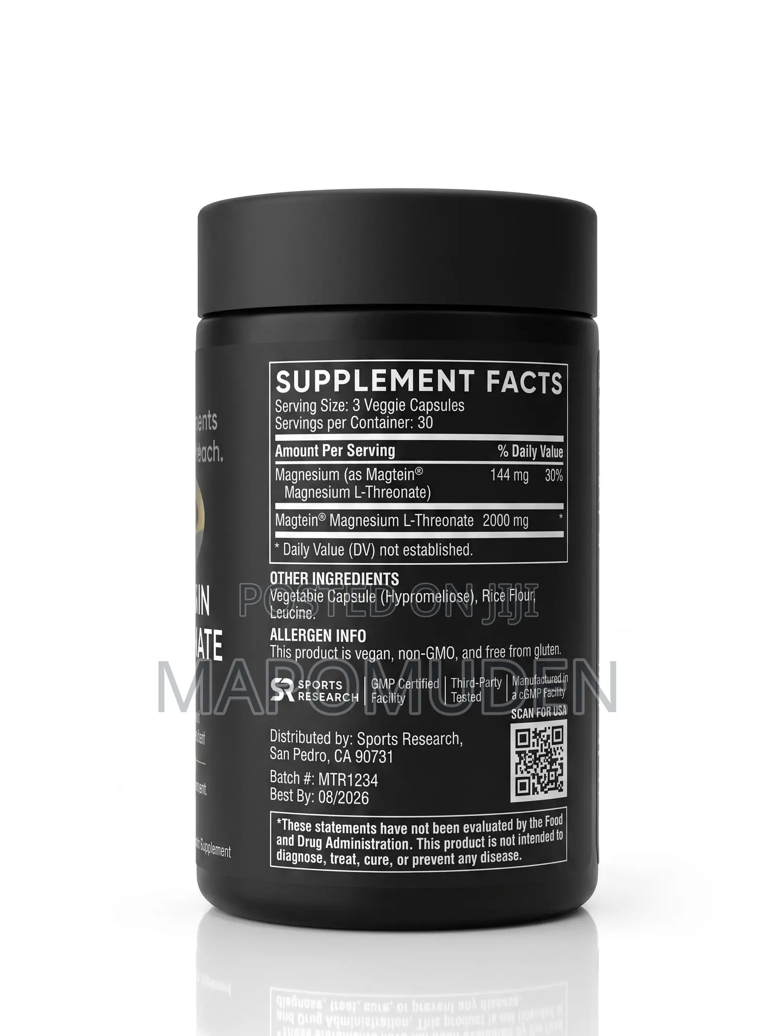 Sports Research Magnesium L-Threonate- 90 Caps