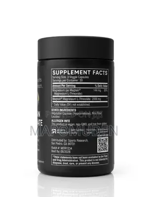 Sports Research Magnesium L-Threonate- 90 Caps