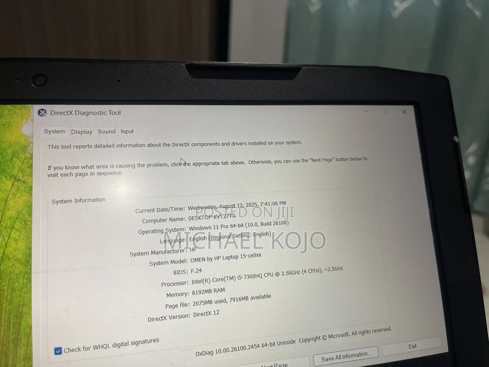 Laptop HP Omen 15 8GB Intel Core i5 SSD 500GB
