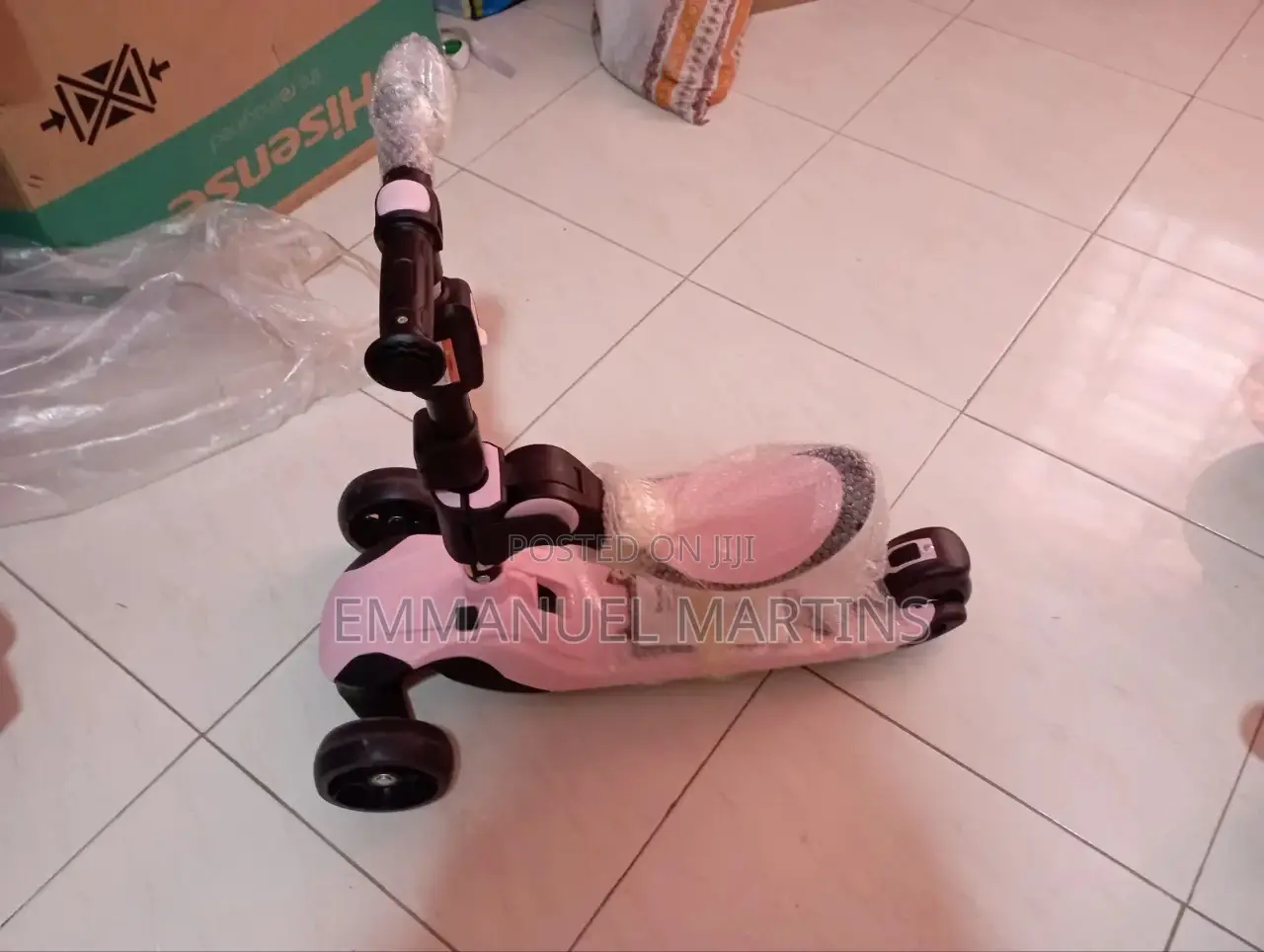 Kids 5-in-1 Adjustable Scooter With Seat Led Wheels – Blue and Pink