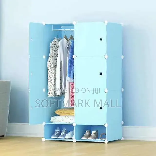 6 Cubes Wardrobe With Shoe Rack (Blue)