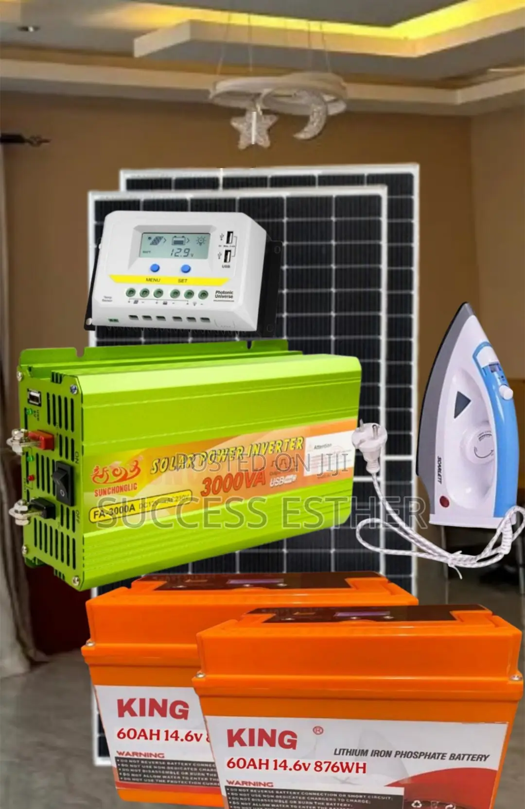 Complete 120ah Lithium Solar Generator 24v 3,000watts Inverter + Iron