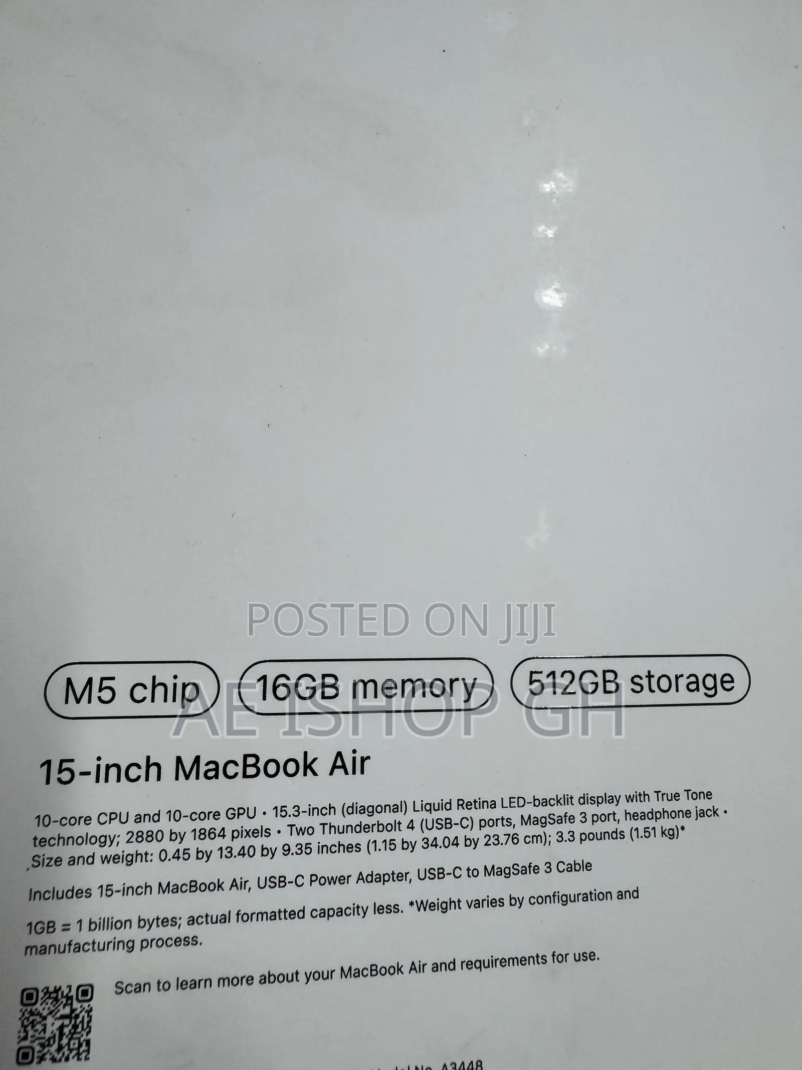 New Laptop Apple MacBook Air 2026 M5 15-inch 16GB Apple M5 SSD 512GB