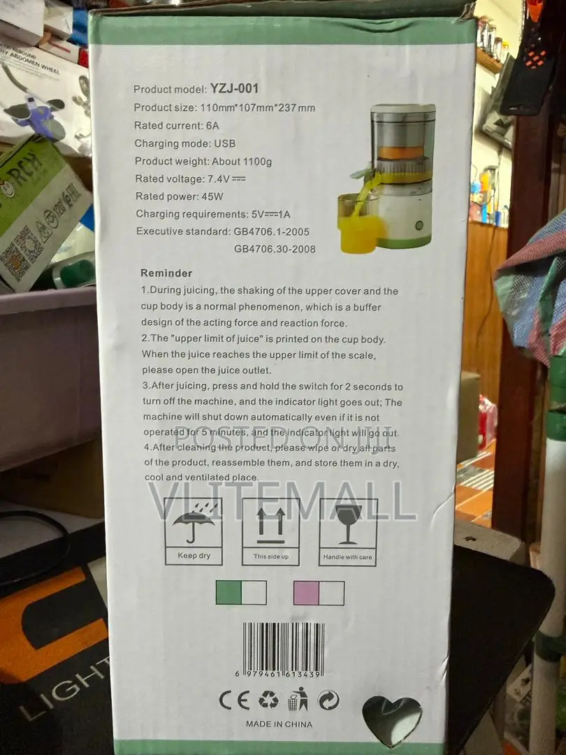 Portable Usb Rechargeable Mus Juicrini Citr a Greeen White .