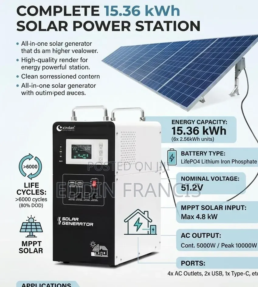 Solar Generator -15.36kwh P04 Lithium Battery +Inverter+ Panel