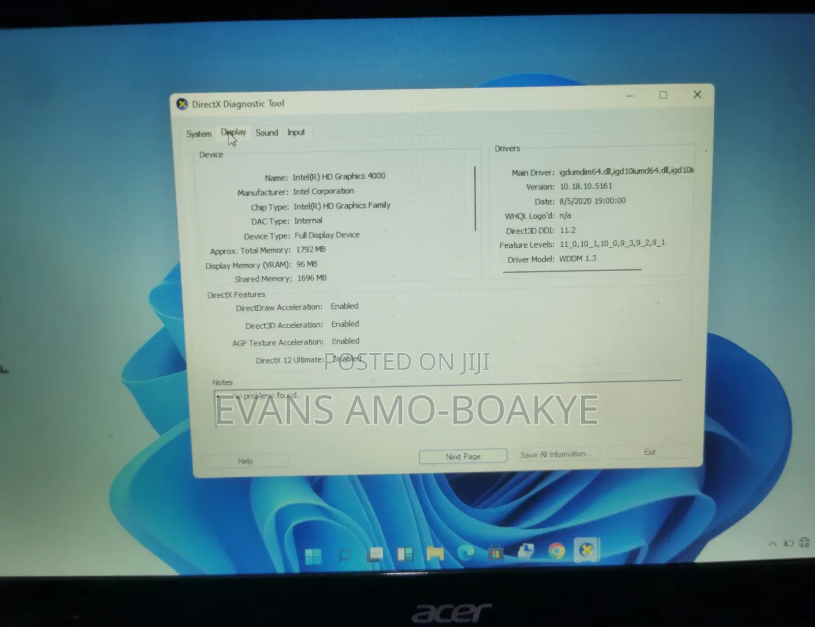 Laptop Acer Aspire V5-171 6GB Intel Core i5 HDD 500GB