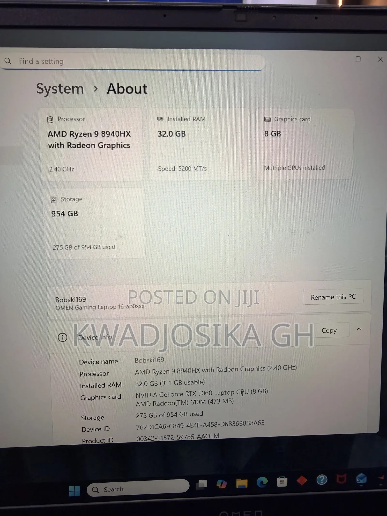Laptop HP Omen 16 32GB AMD Ryzen 9 SSD 1T