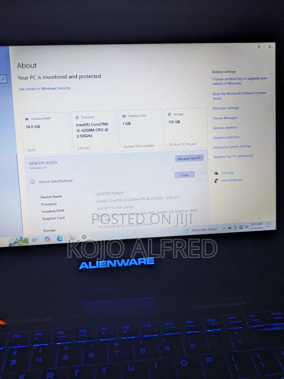 Laptop Alienware 13 R3 16GB Intel Core i5 SSD 128GB