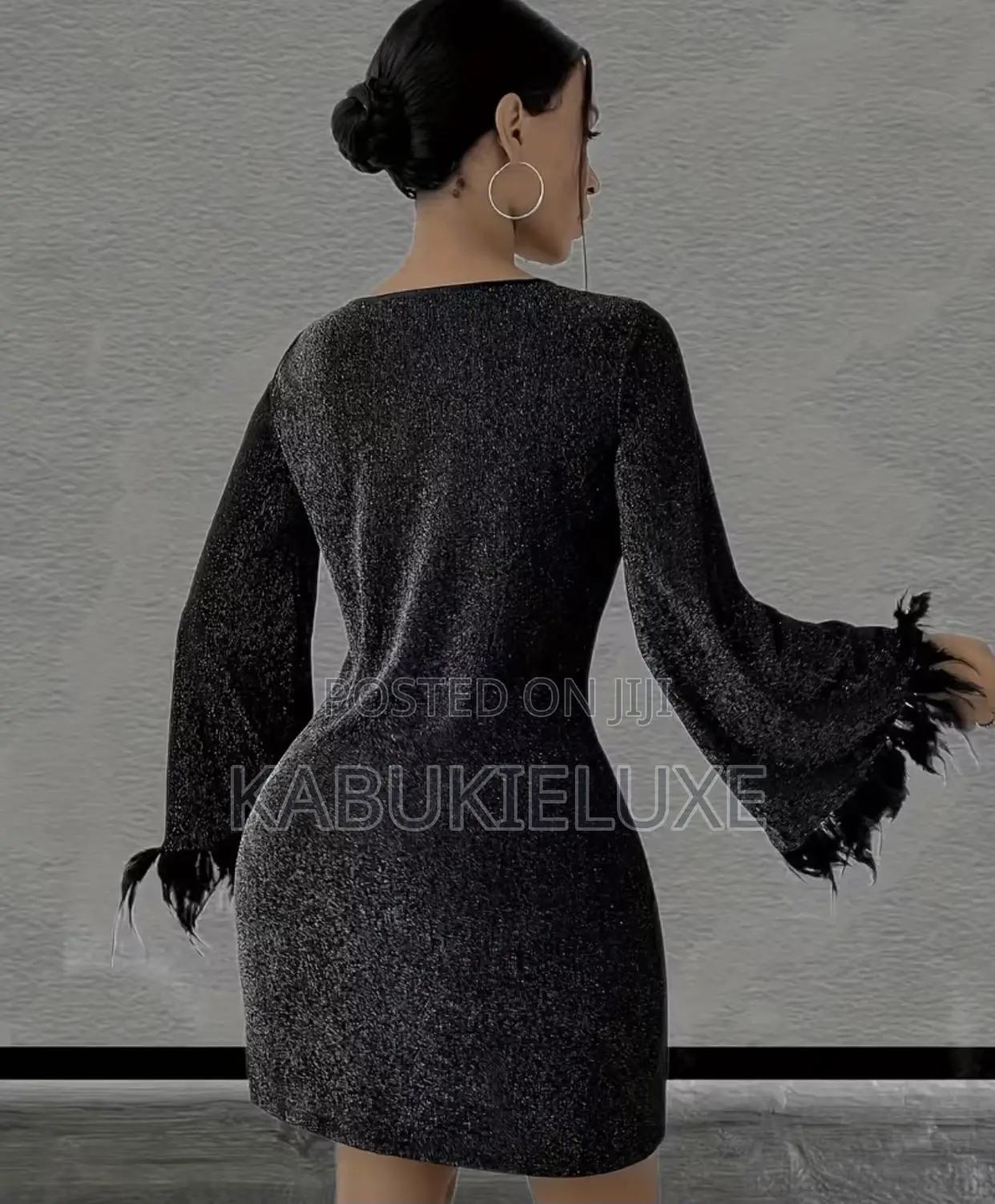 Ladies Glitter Feather Mini Dress