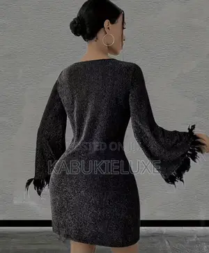 Ladies Glitter Feather Mini Dress