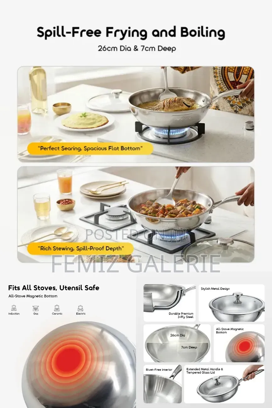 Oraimo Chefflare Durable Premium Stainless Steel Deep Fry Pan