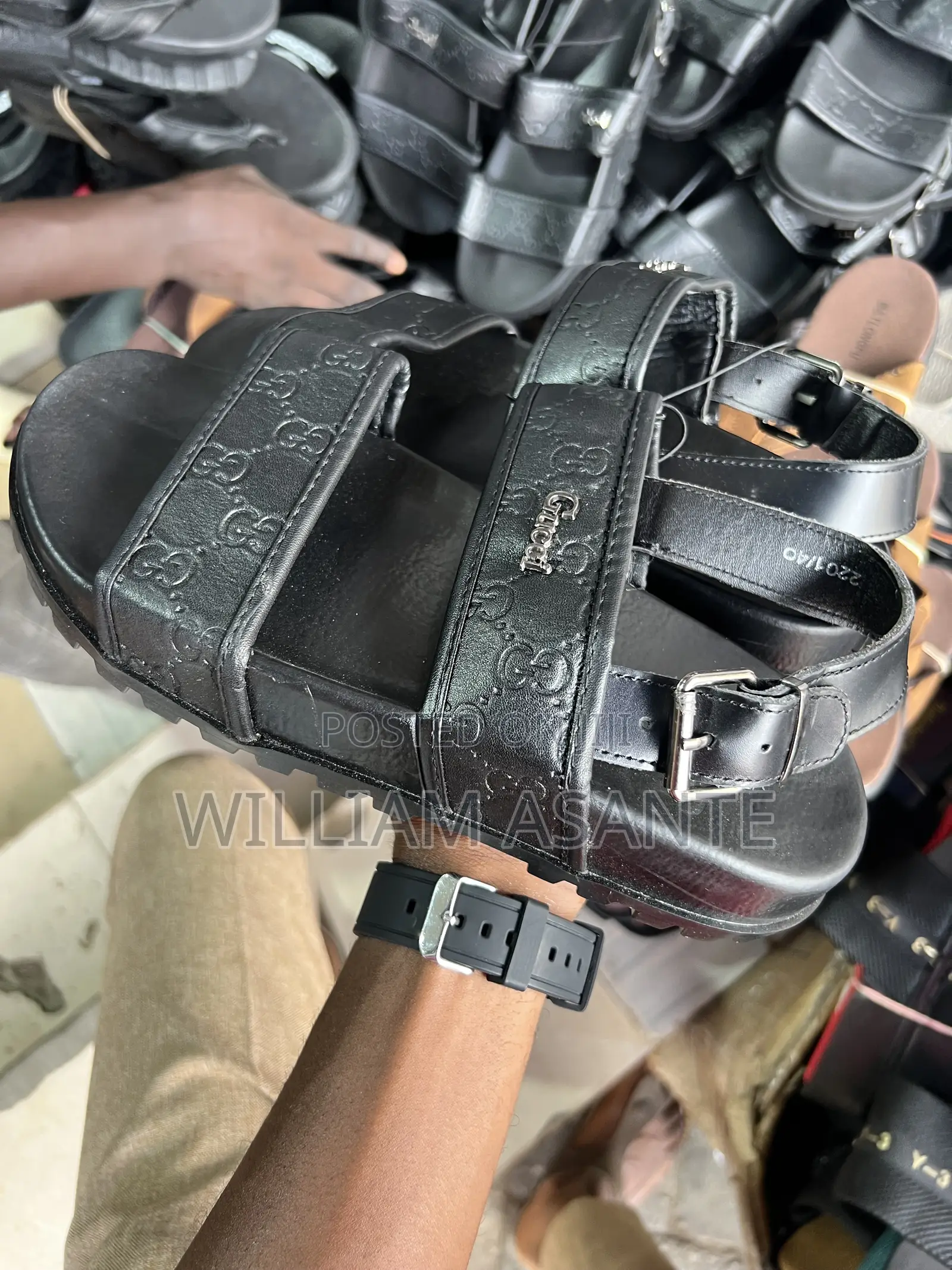 Unisex Black Gucci Sandals