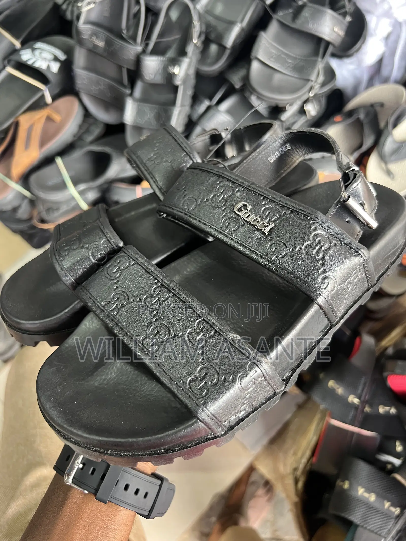 Unisex Black Gucci Sandals