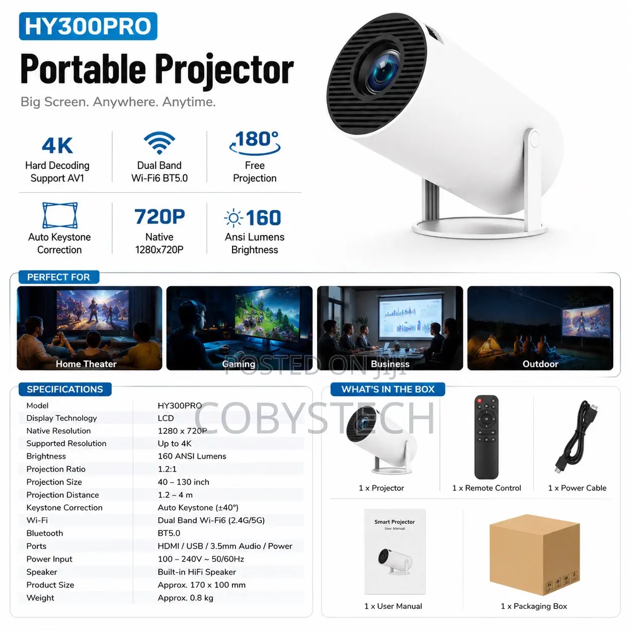 Hy300pro Portable Smart Projector 4k Android Apps