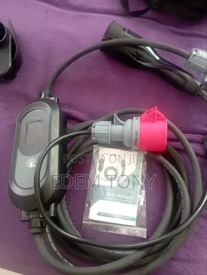 Portable Ev Charger With A Type 2 Connector Cee 3-phase Plug