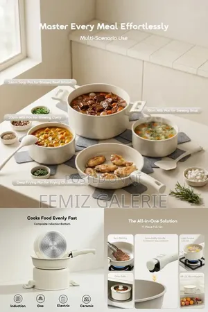 Oraimo Pureharvest Set Versatile Convenient Ceramic Cookware Set-17pcs