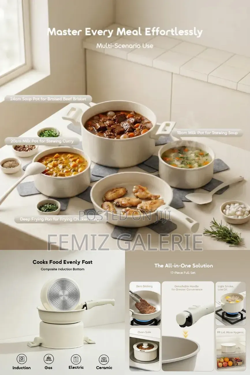 Oraimo Pureharvest Set Versatile Convenient Ceramic Cookware Set-17pcs
