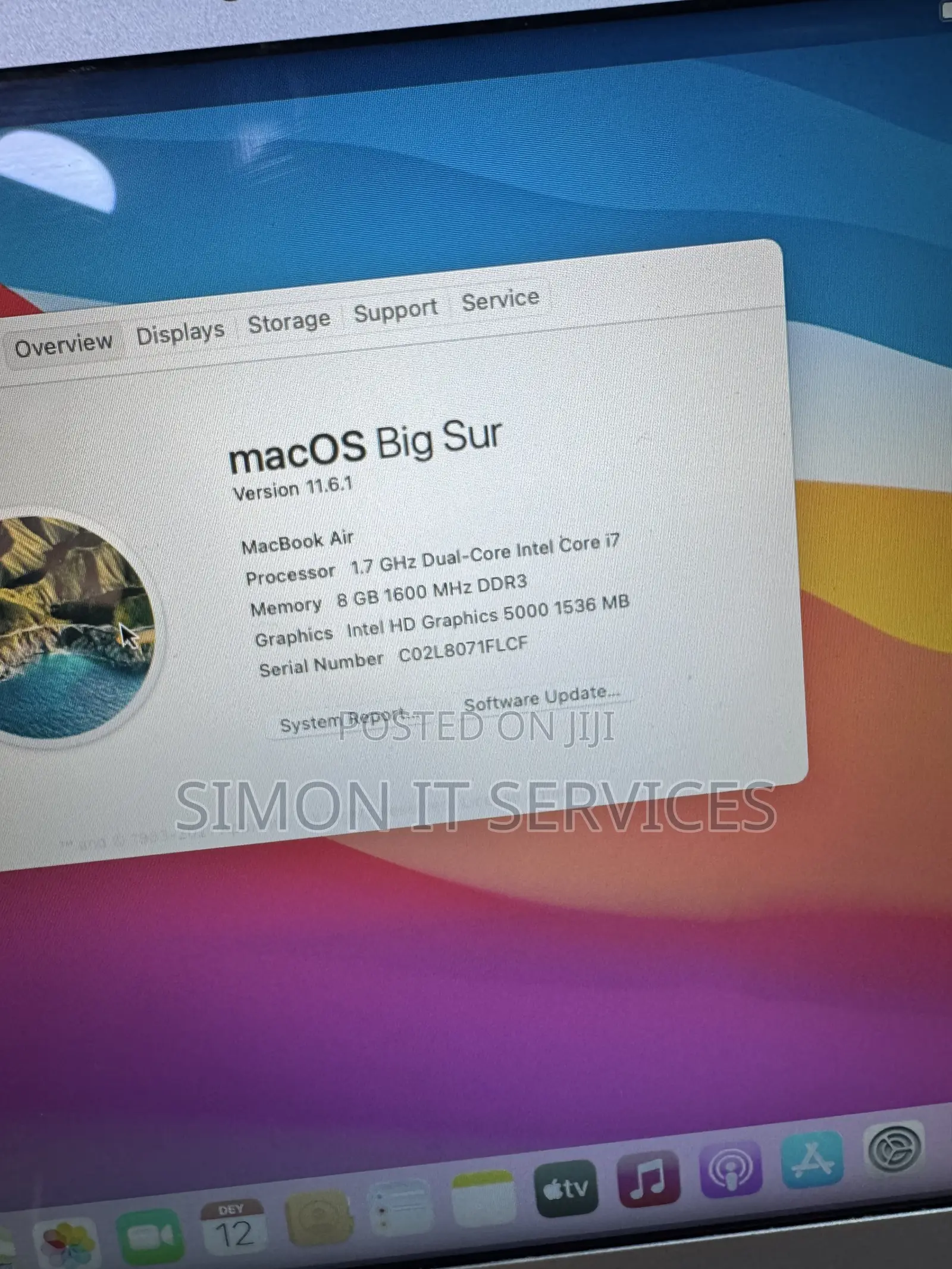 Laptop Apple MacBook Air 8GB Intel Core i7 SSD 500GB