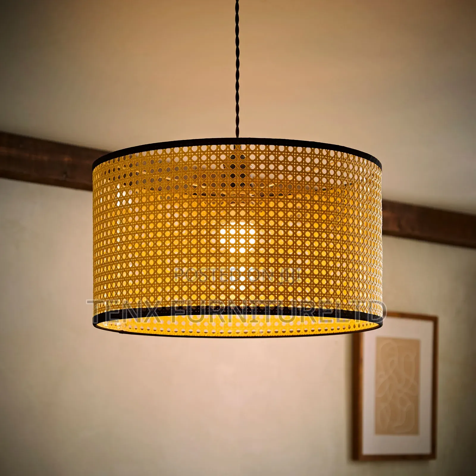 Ceiling Pendant Light (Rattan Black Base)