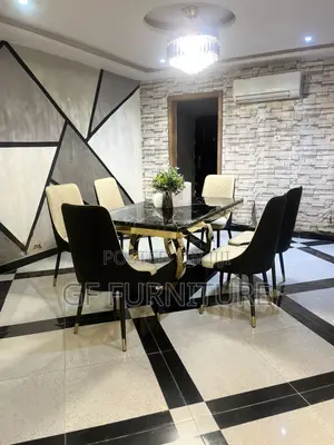 6 Chairs Marble Dining Table Set