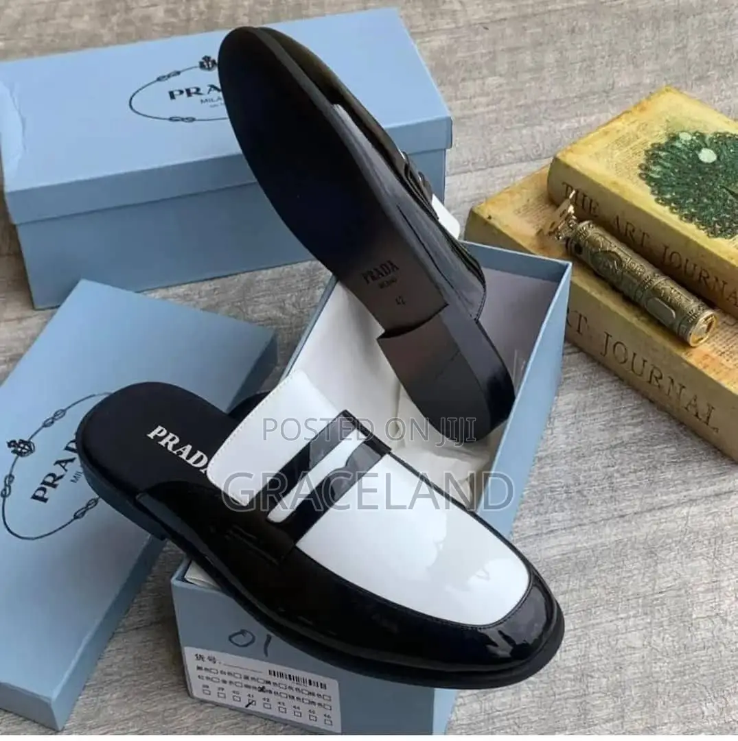 This Is Original Pure Real Prada Mirror Half Shoe for Men