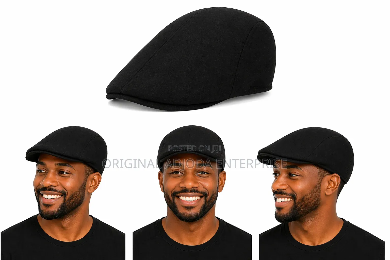 Classic Black Flat Cap – Stylish Casual Baseball Hat for Men Women