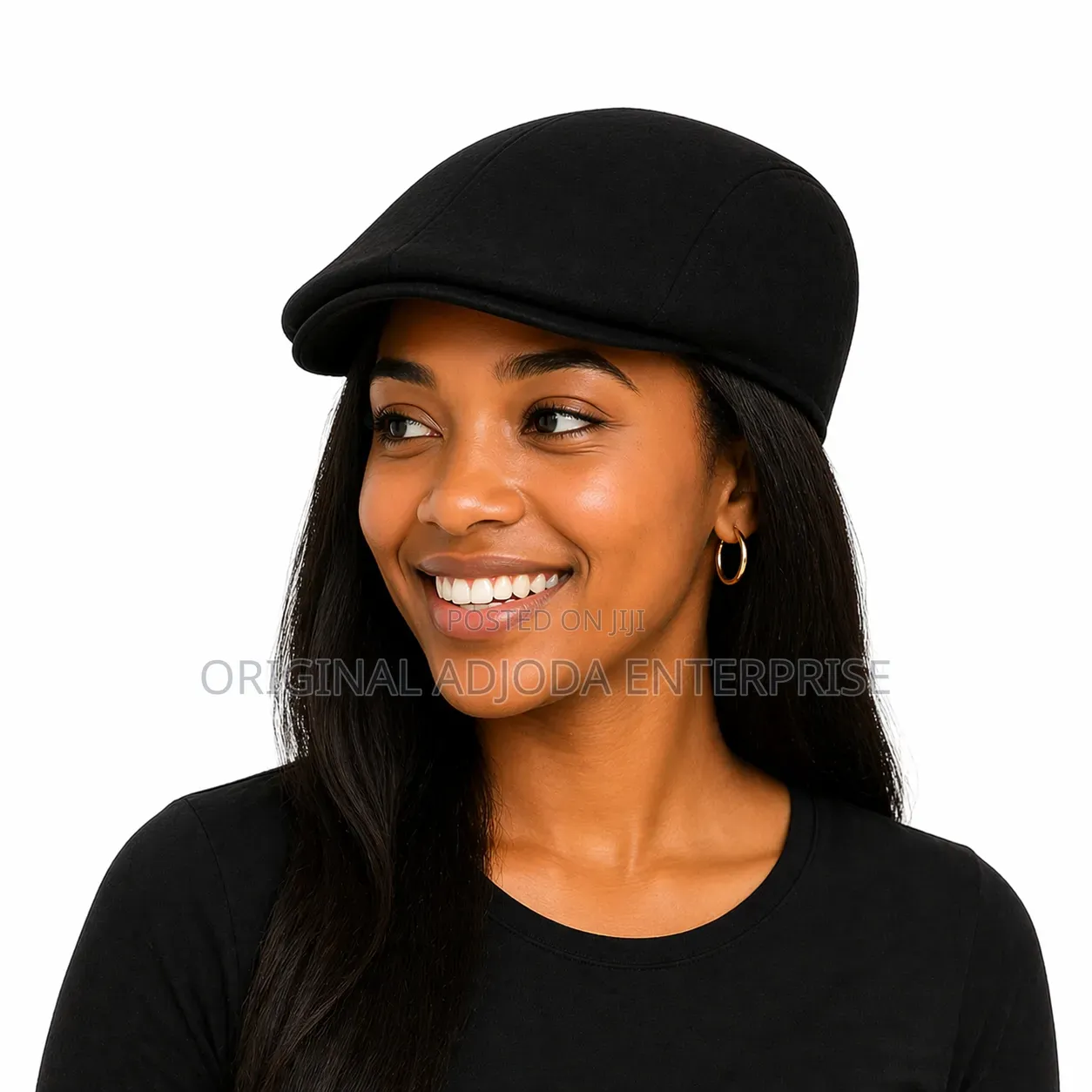 Classic Black Flat Cap – Stylish Casual Baseball Hat for Men Women
