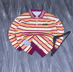 Men’S Striped Cotton Sweater / Pullover Polo Shirt