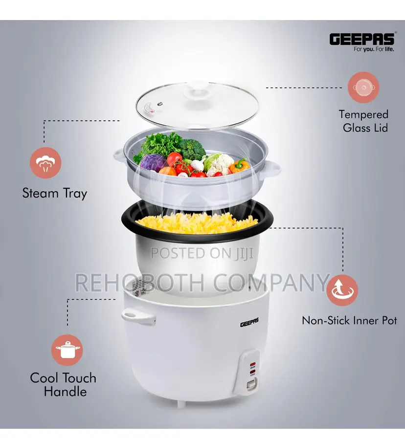 Geepas Rice Cooker Steamer 2.8 Liters