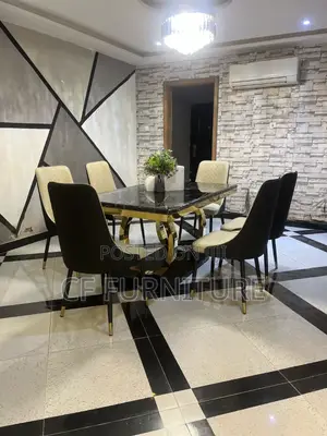 6 Chairs Marble Dining Table Set