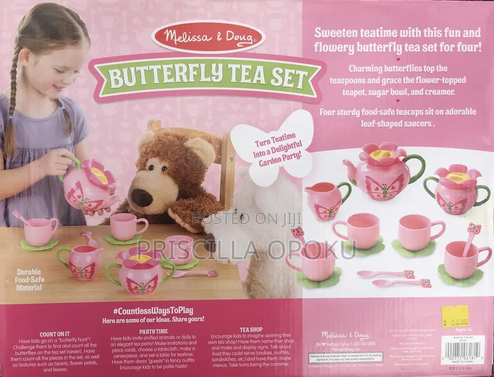 Melissa Doug Bella Butterfly 15-Piece Pretend Play Tea Set