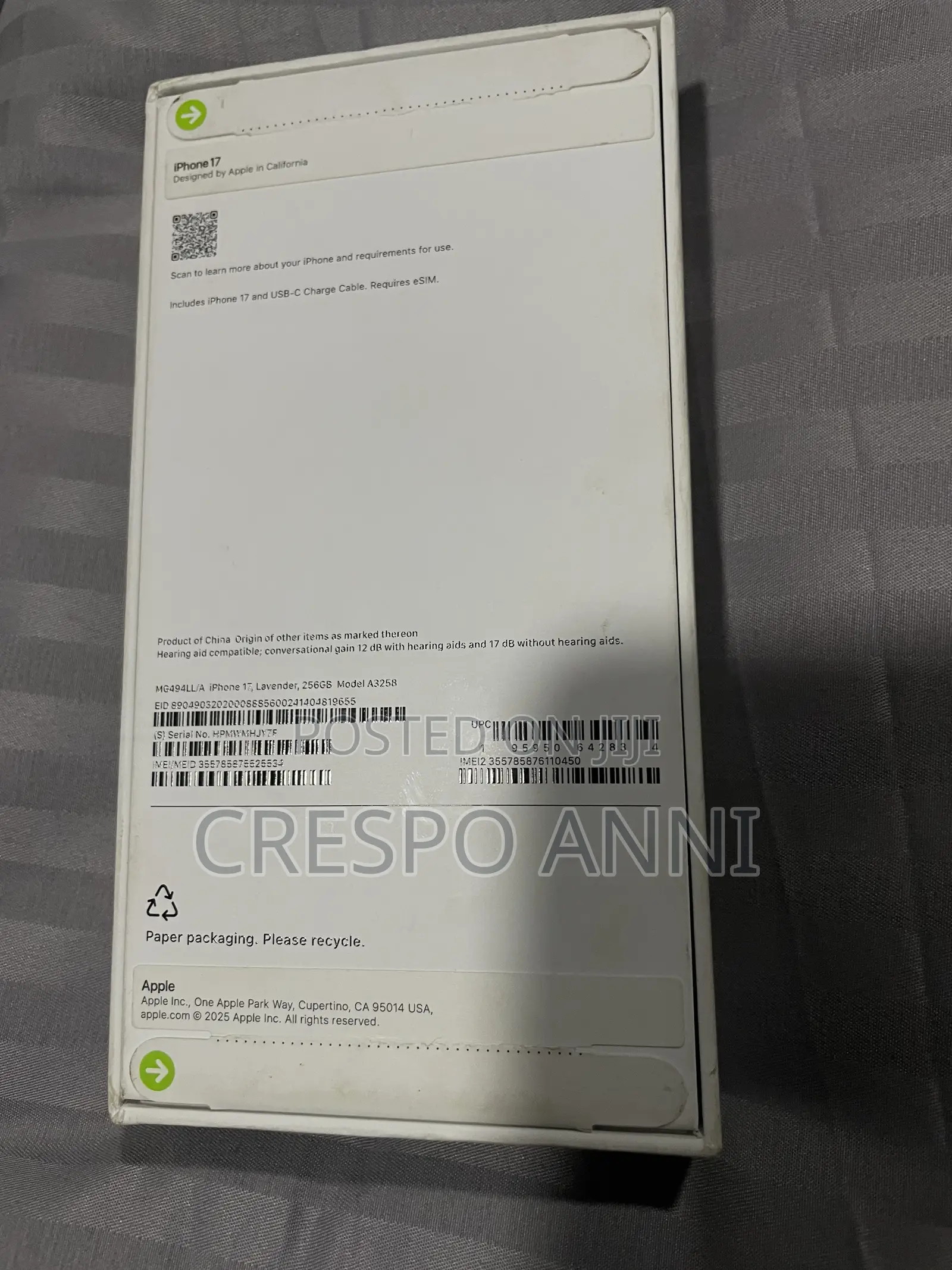 New Apple iPhone 17 256 GB Purple