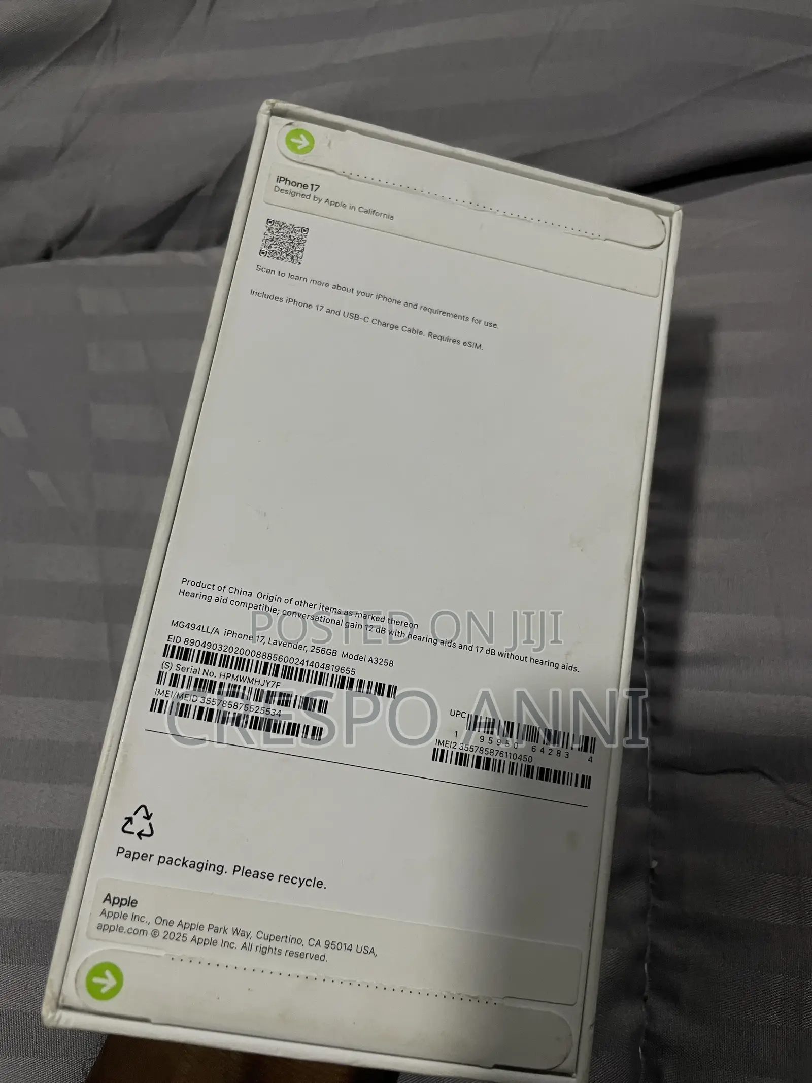 New Apple iPhone 17 256 GB Purple