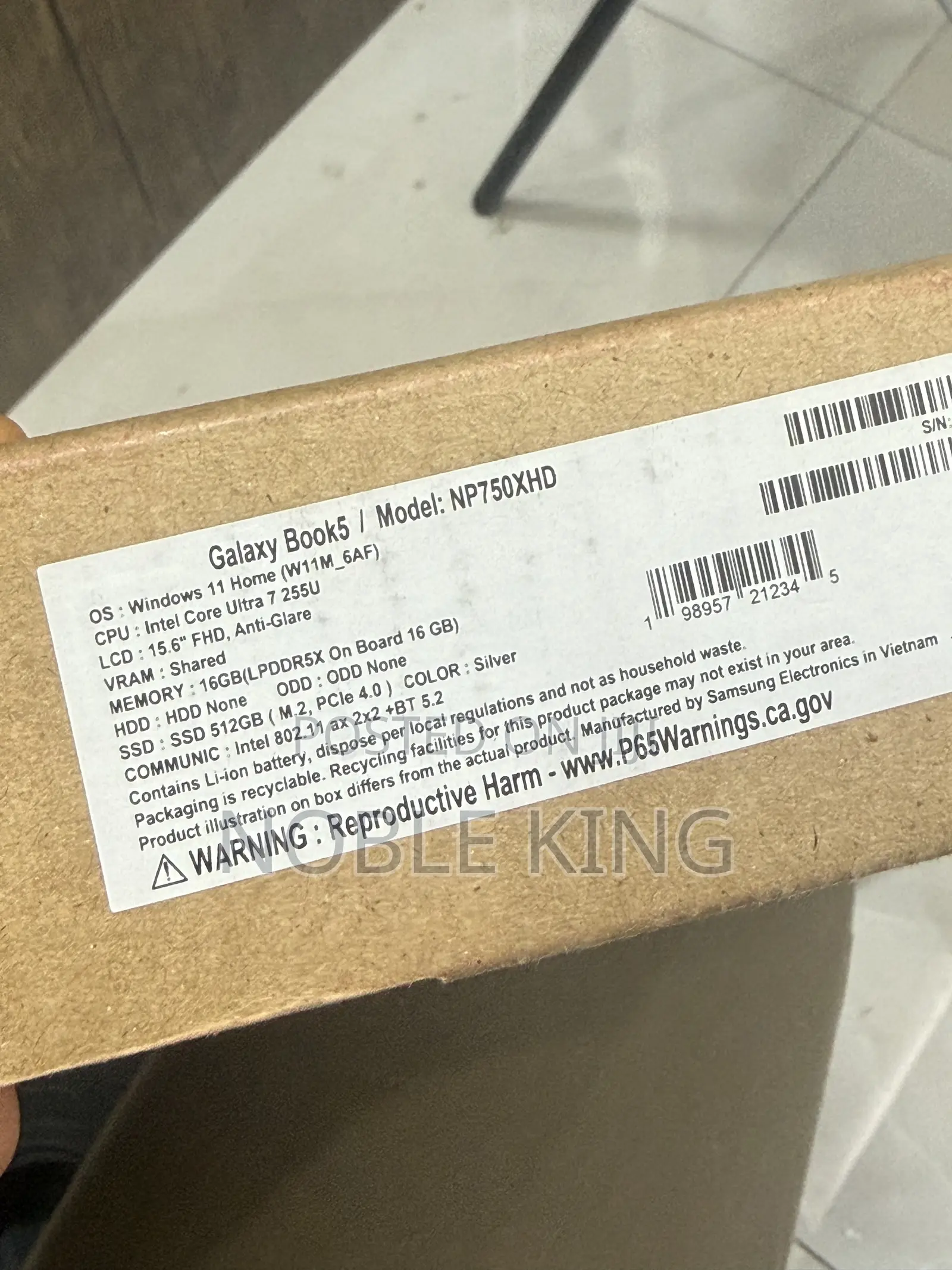 New Laptop Samsung Galaxy Book5 Pro 16GB Intel Core Ultra 7 SSD 512GB