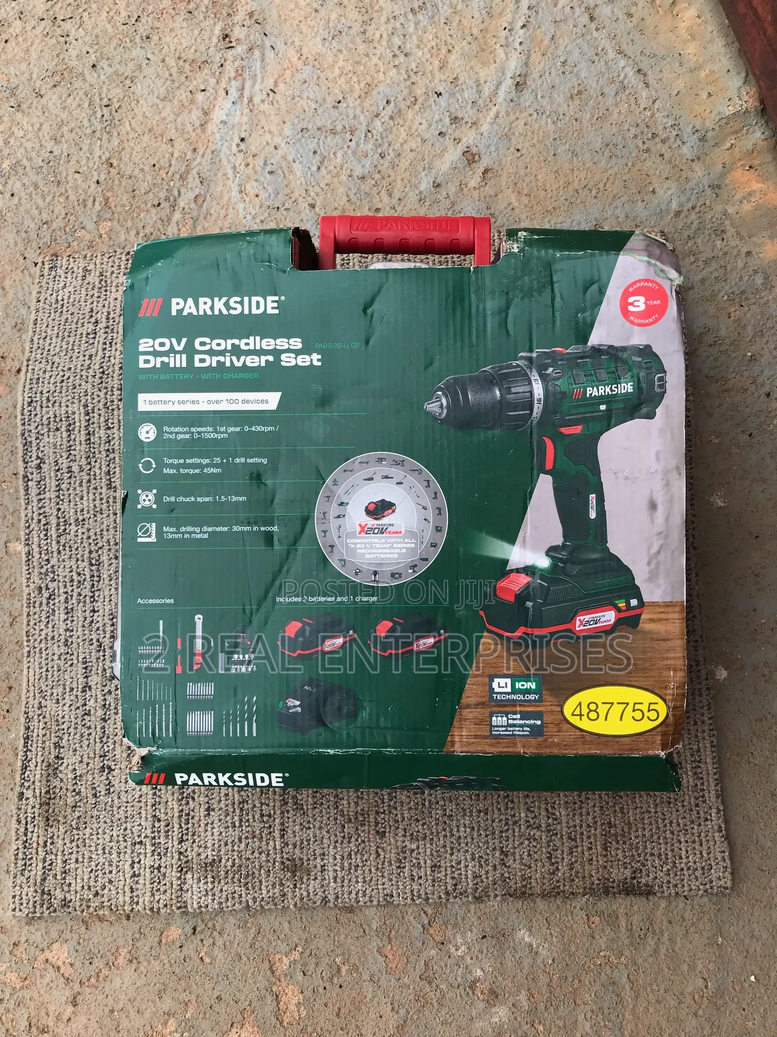 Parkside Pabs 20v Cordless Drill Driver Set With Battery and Charger.