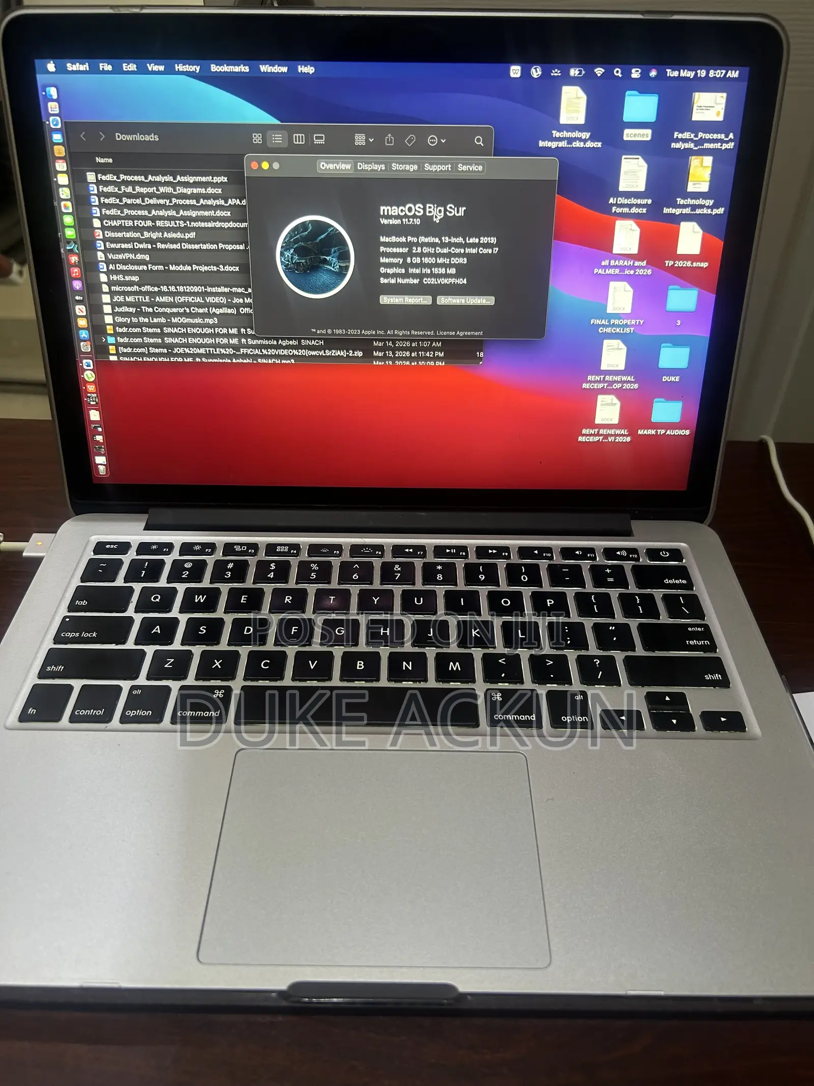 Laptop Apple MacBook 2013 8GB Intel Core i7 SSD 128GB