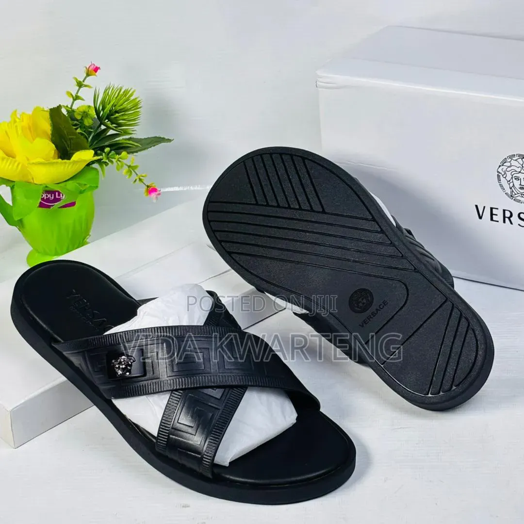 Versace Cross Black Slippers