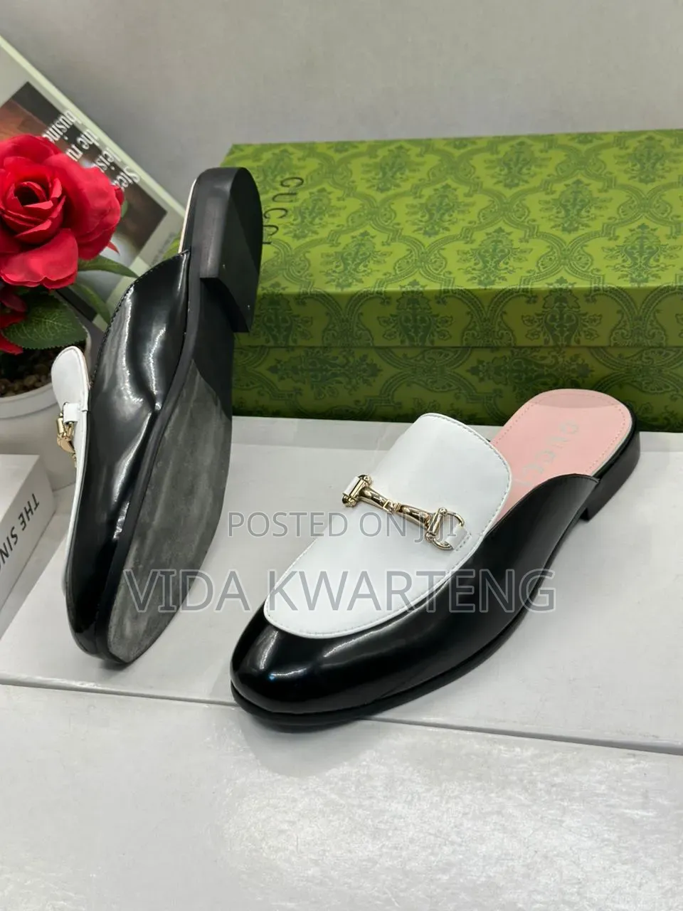 Gucci Black and White Half Shoe