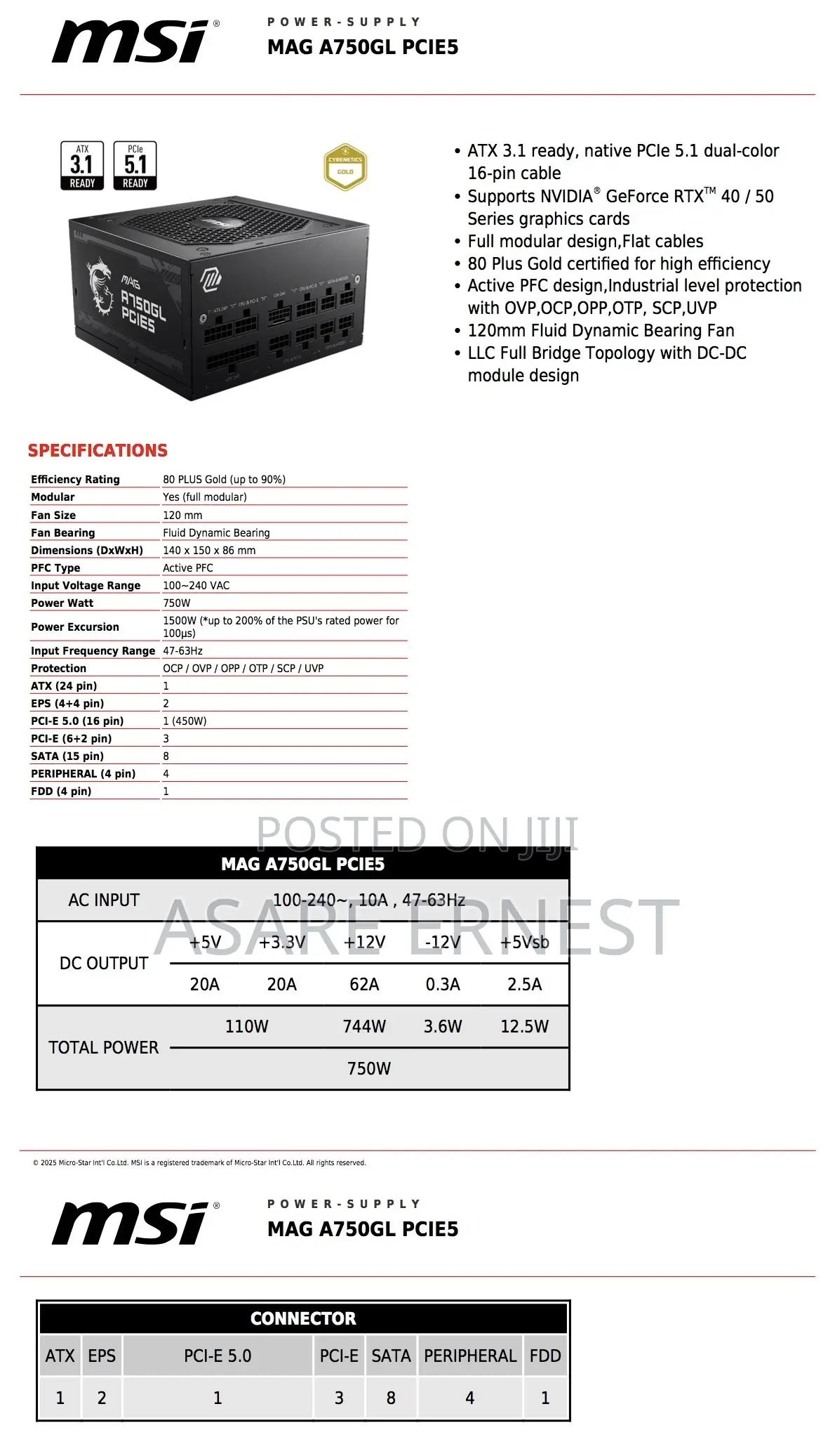 Msi Mag A750gl Pcie5