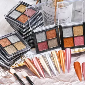 4 Grid Chrome Nail Magic Mirror Powder Palette