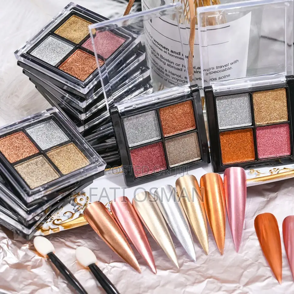 4 Grid Chrome Nail Magic Mirror Powder Palette